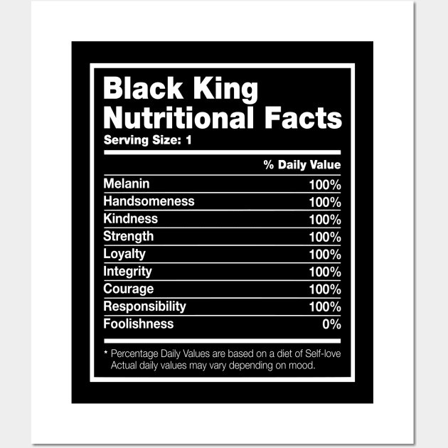 Black King Nutritional Facts Black History Month T-shirt T-Shirt Wall Art by BadDesignCo